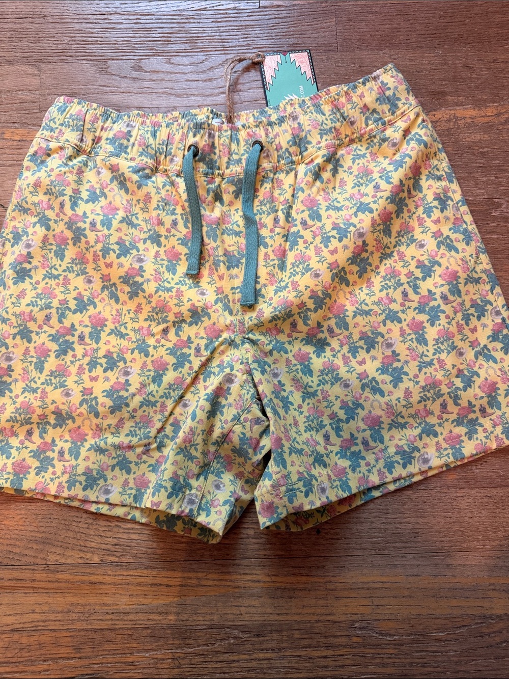 Sendero Provisions Co. Barton Elastic Boardshorts in the "Desert Rose Yellow"